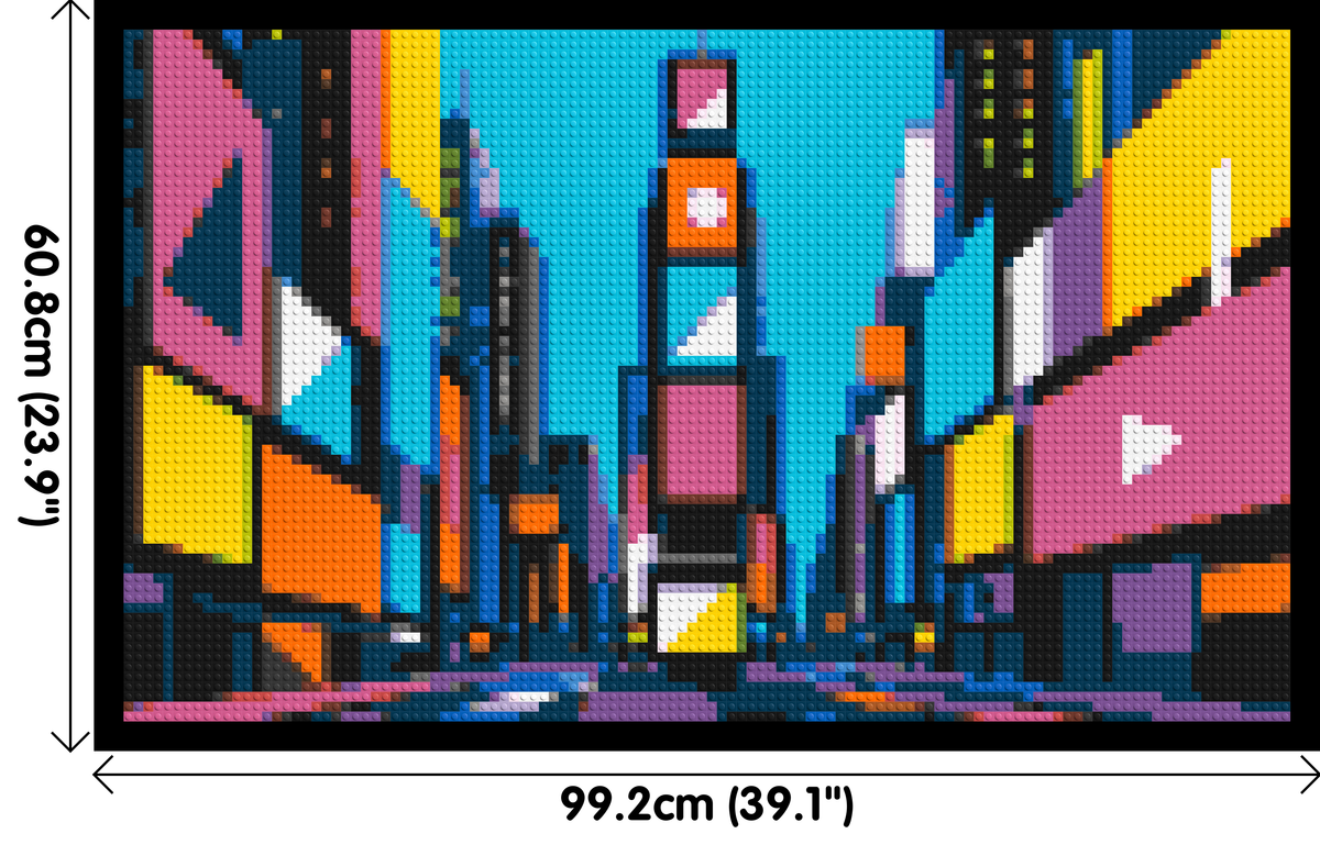 Times Square Geometric Pop Art - Brick Art Mosaic Kit 5x3 dimensions with frame