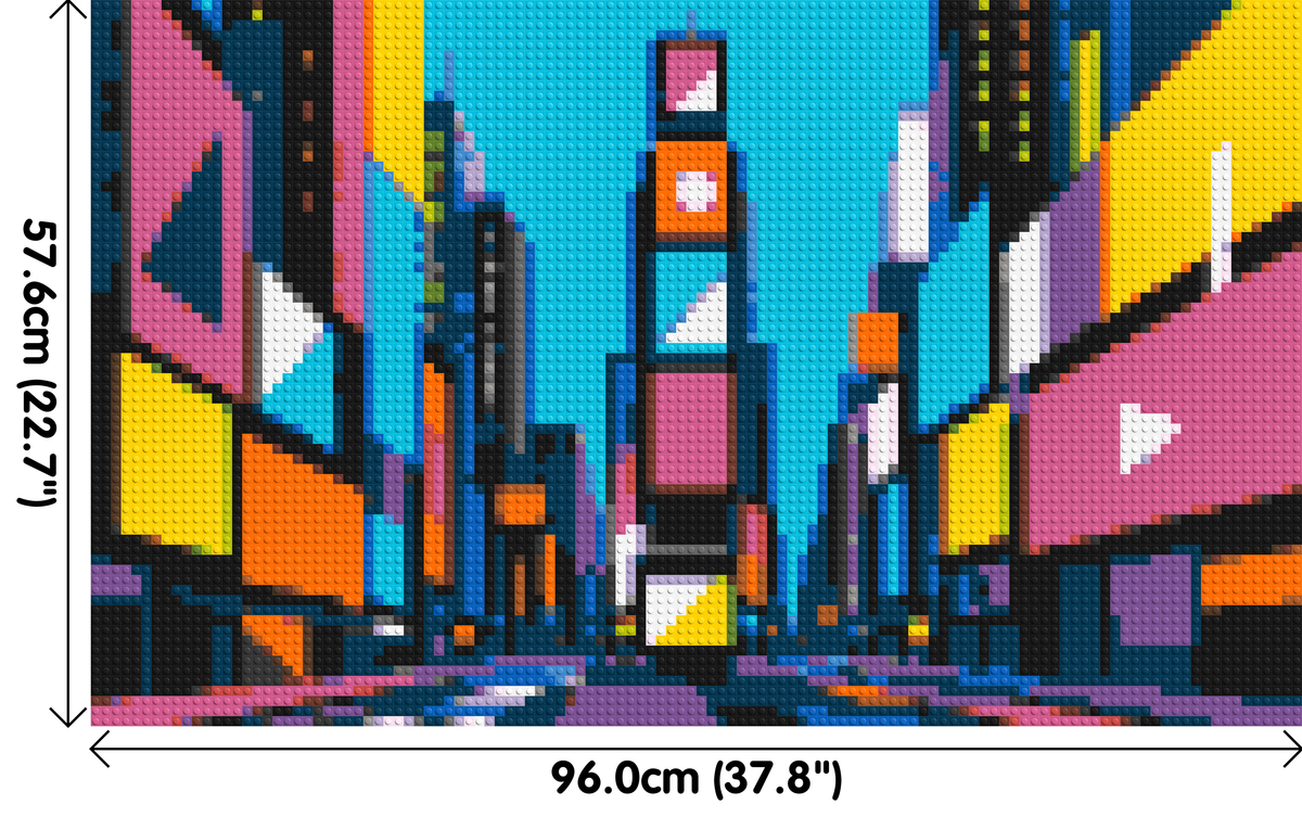 Times Square Geometric Pop Art - Brick Art Mosaic Kit 5x3 dimensions