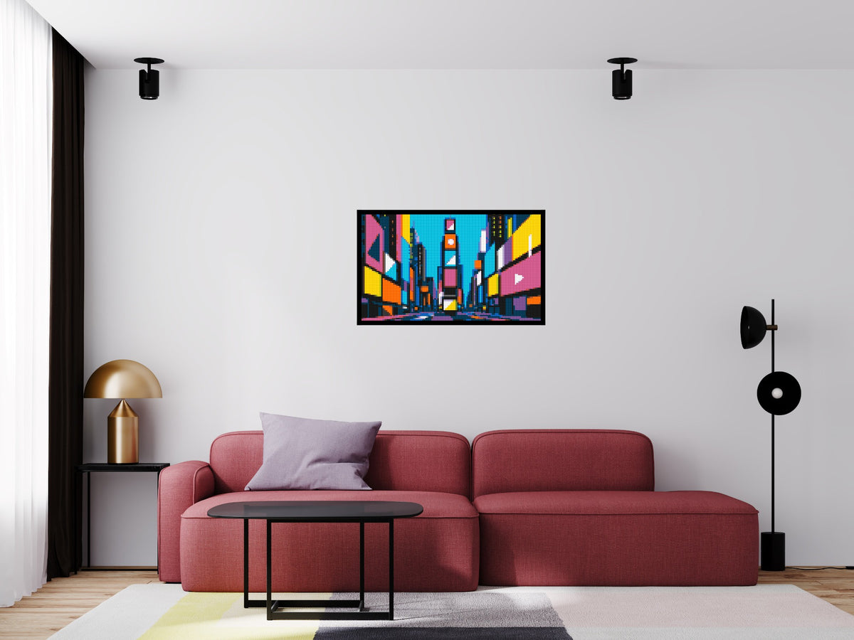 Times Square Geometric Pop Art - Brick Art Mosaic Kit 5x3 scene with frame