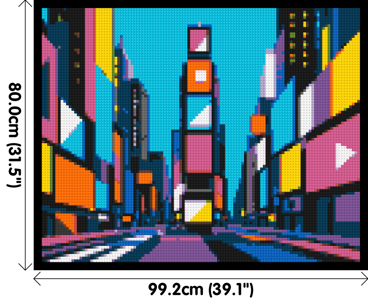 Times Square Geometric Pop Art - Brick Art Mosaic Kit 5x4 dimensions with frame