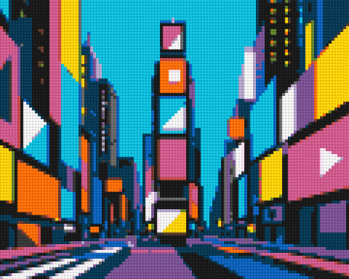 Times Square Geometric Pop Art - Brick Art Mosaic Kit 5x4 large