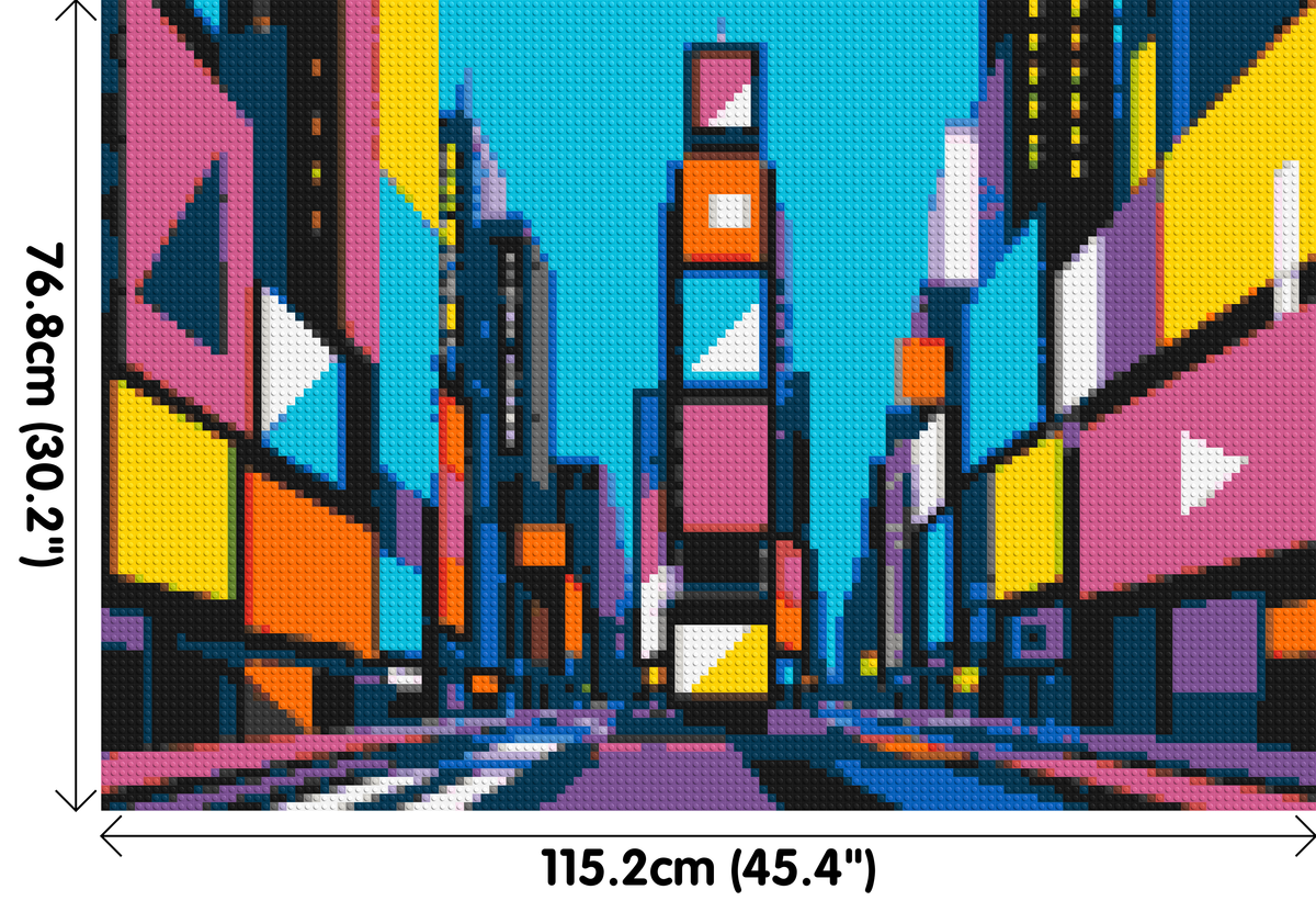 Times Square Geometric Pop Art - Brick Art Mosaic Kit 6x4 dimensions