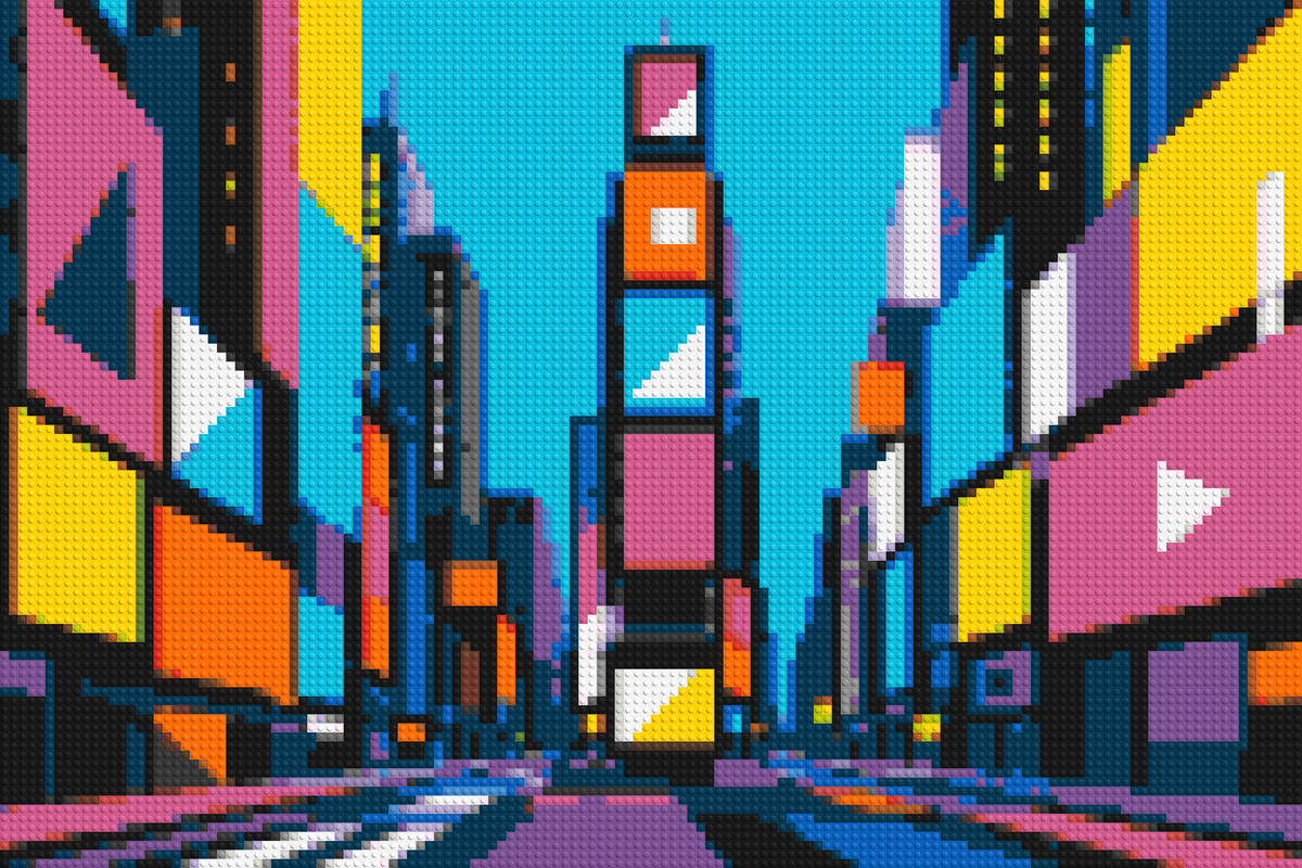 Times Square Geometric Pop Art - Brick Art Mosaic Kit 6x4 large
