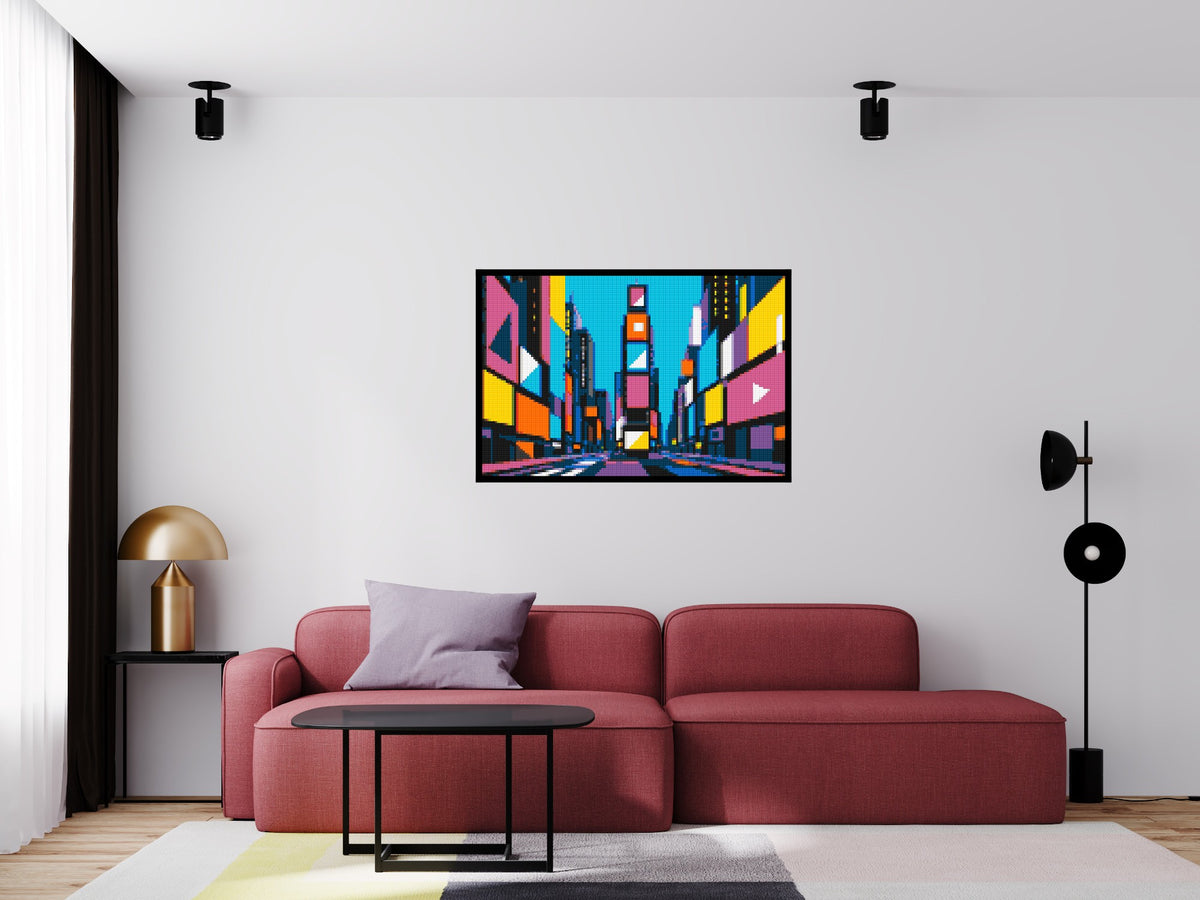 Times Square Geometric Pop Art - Brick Art Mosaic Kit 6x4 scene with frame