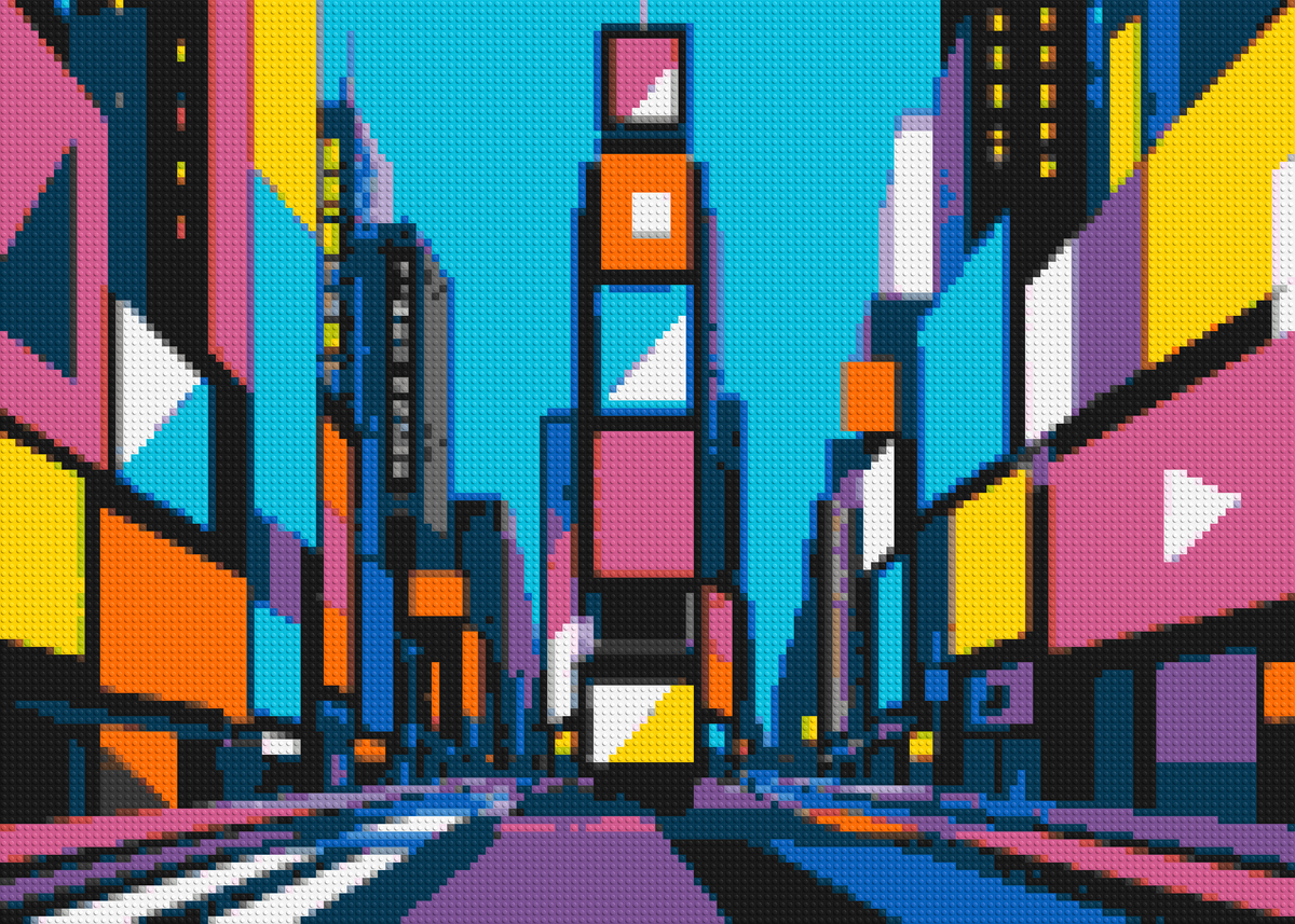 Times Square Geometric Pop Art - Brick Art Mosaic Kit 7x5 large