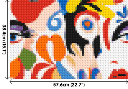 Abstract Matisse Style Floral Portrait Pattern - Brick Art Mosaic Kit 3x2 large