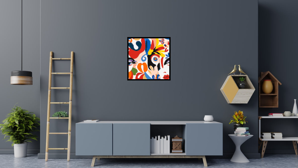 Abstract Matisse Style Floral Portrait Pattern - Brick Art Mosaic Kit 4x4 large