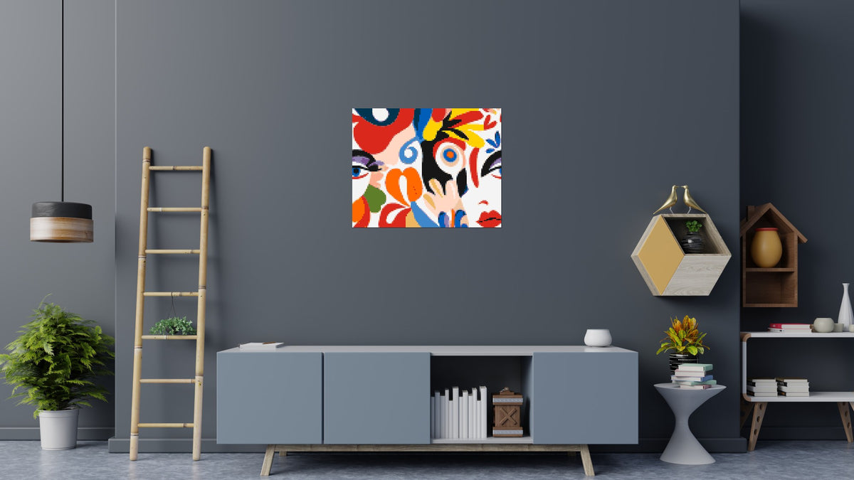 Abstract Matisse Style Floral Portrait Pattern - Brick Art Mosaic Kit 5x4 scene