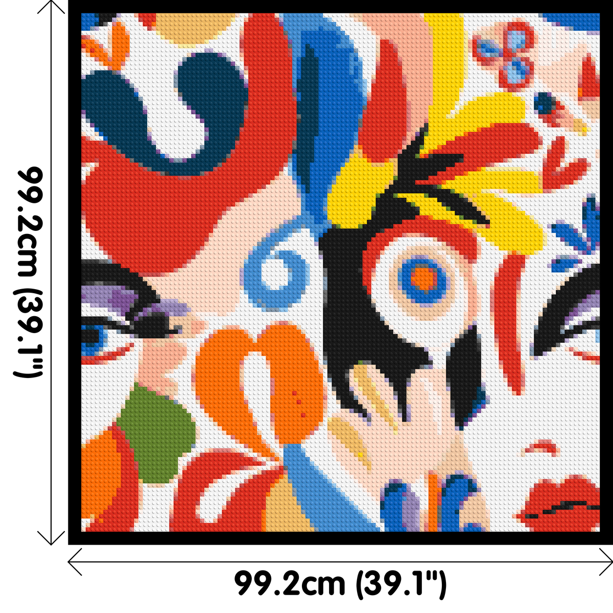 Abstract Matisse Style Floral Portrait Pattern - Brick Art Mosaic Kit 5x5 dimensions with frame