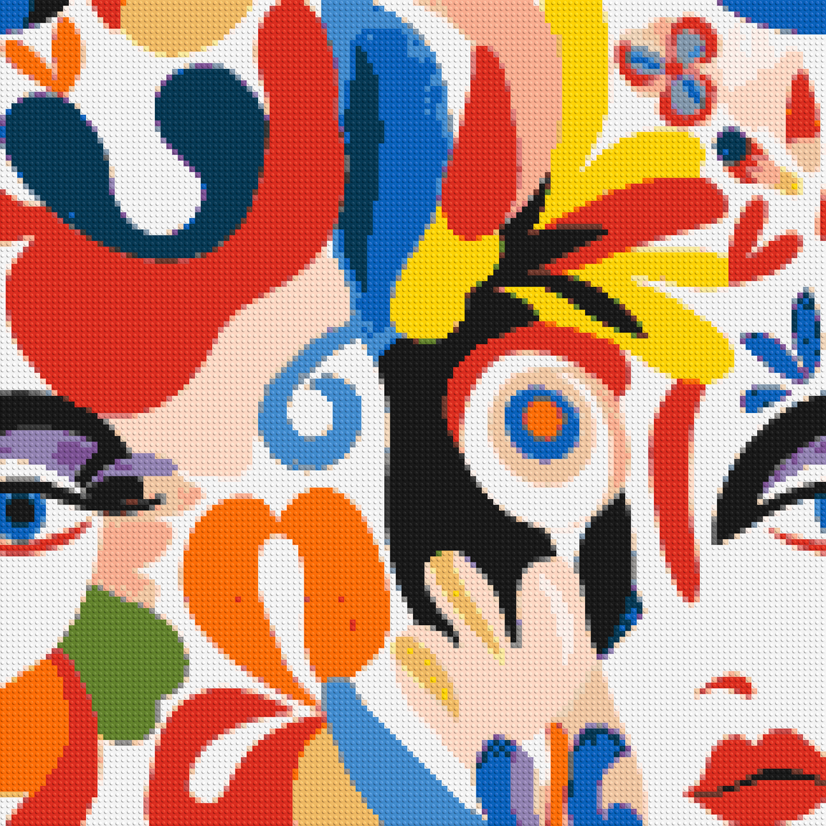 Abstract Matisse Style Floral Portrait Pattern - Brick Art Mosaic Kit 6x6 large