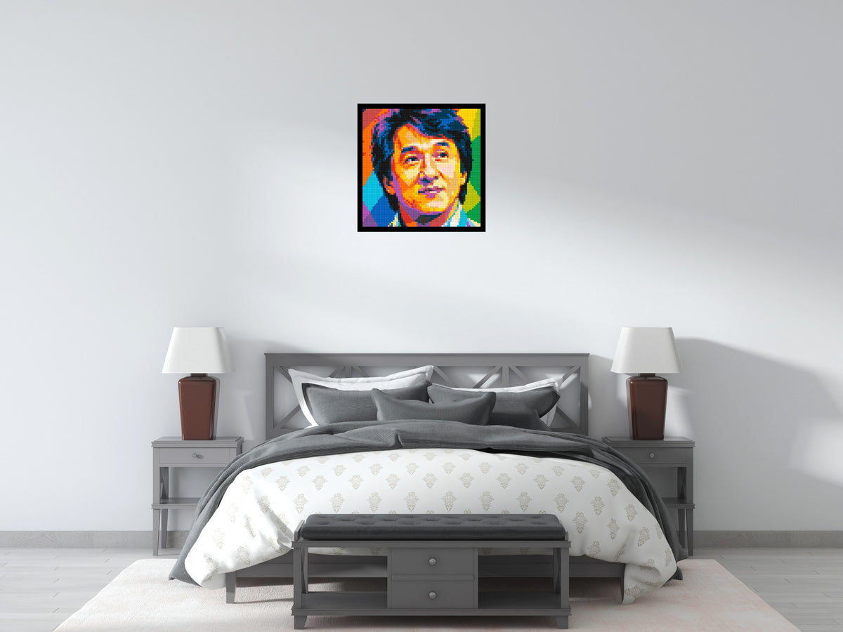 Jackie Chan Geometric Pop Art - Brick Art Mosaic Kit 3x3 large
