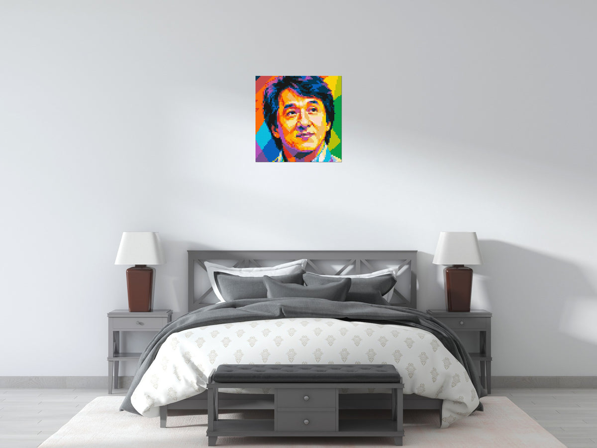 Jackie Chan Geometric Pop Art - Brick Art Mosaic Kit 3x3 scene