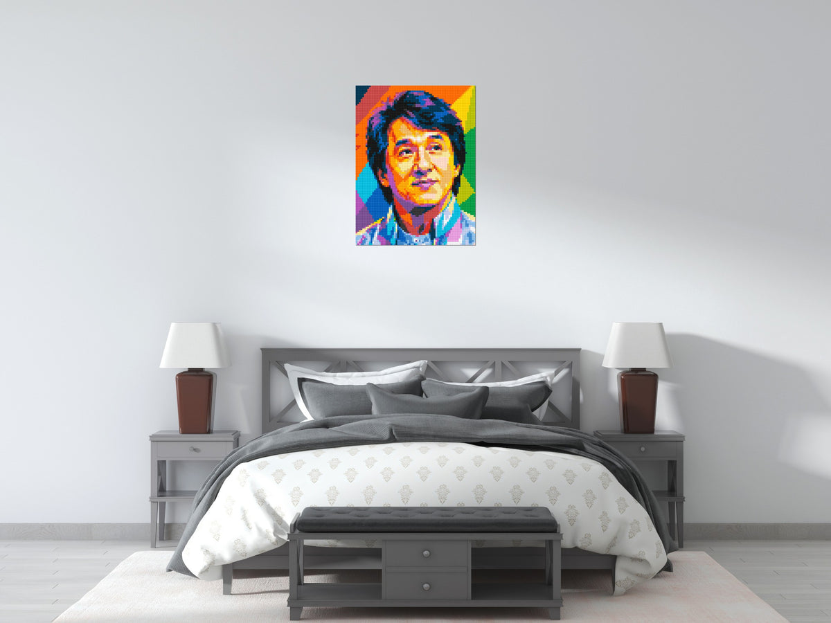 Jackie Chan Geometric Pop Art - Brick Art Mosaic Kit 3x4 large