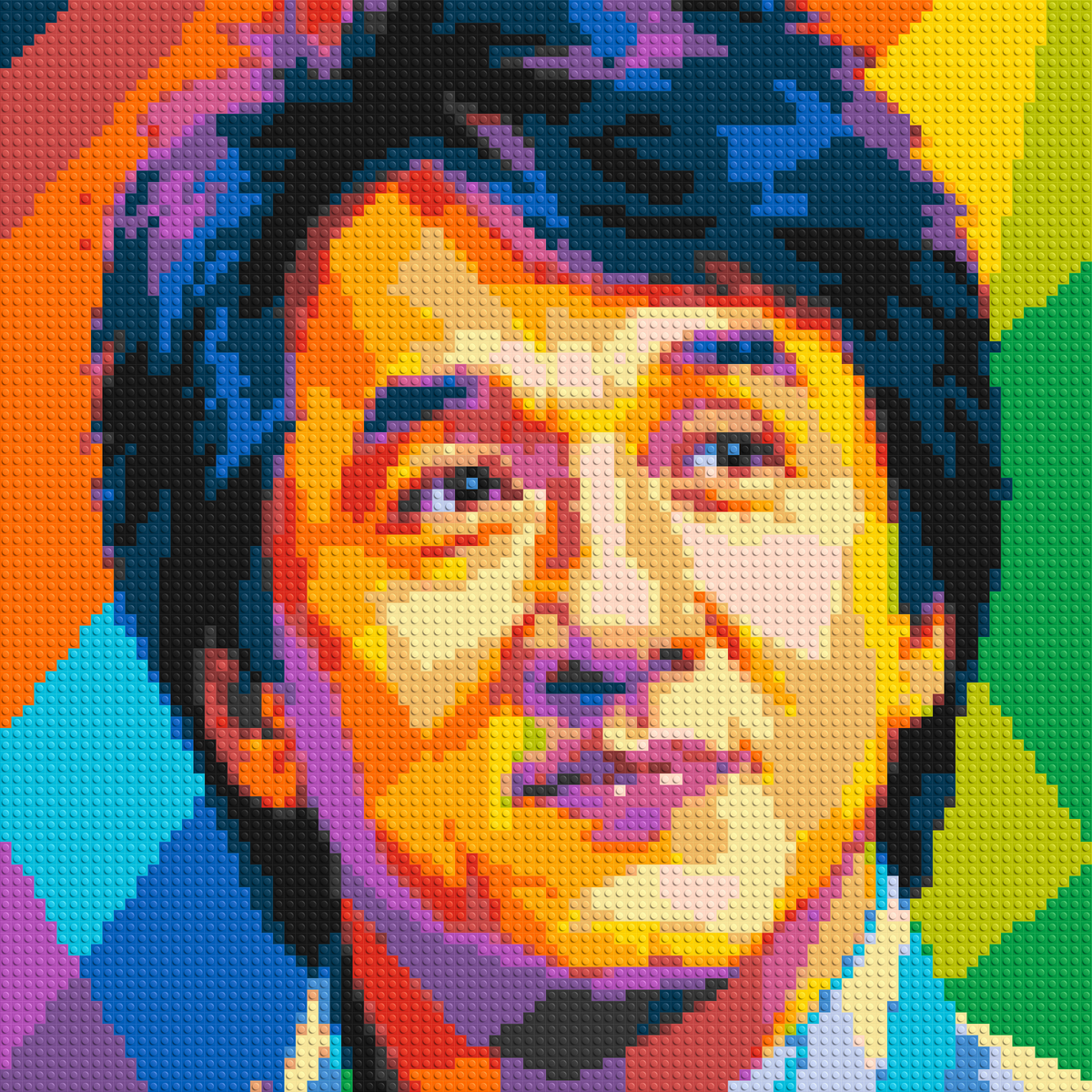 Jackie Chan Geometric Pop Art - Brick Art Mosaic Kit 4x4 large