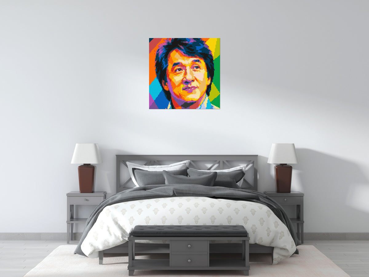 Jackie Chan Geometric Pop Art - Brick Art Mosaic Kit 4x4 large