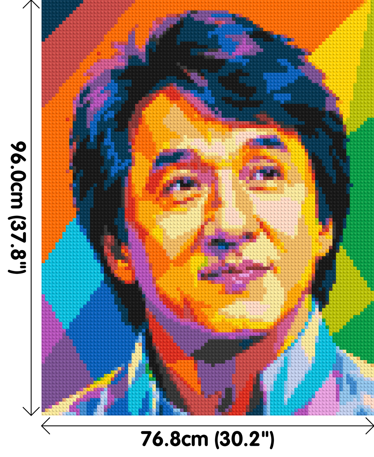 Jackie Chan Geometric Pop Art - Brick Art Mosaic Kit 4x5 large