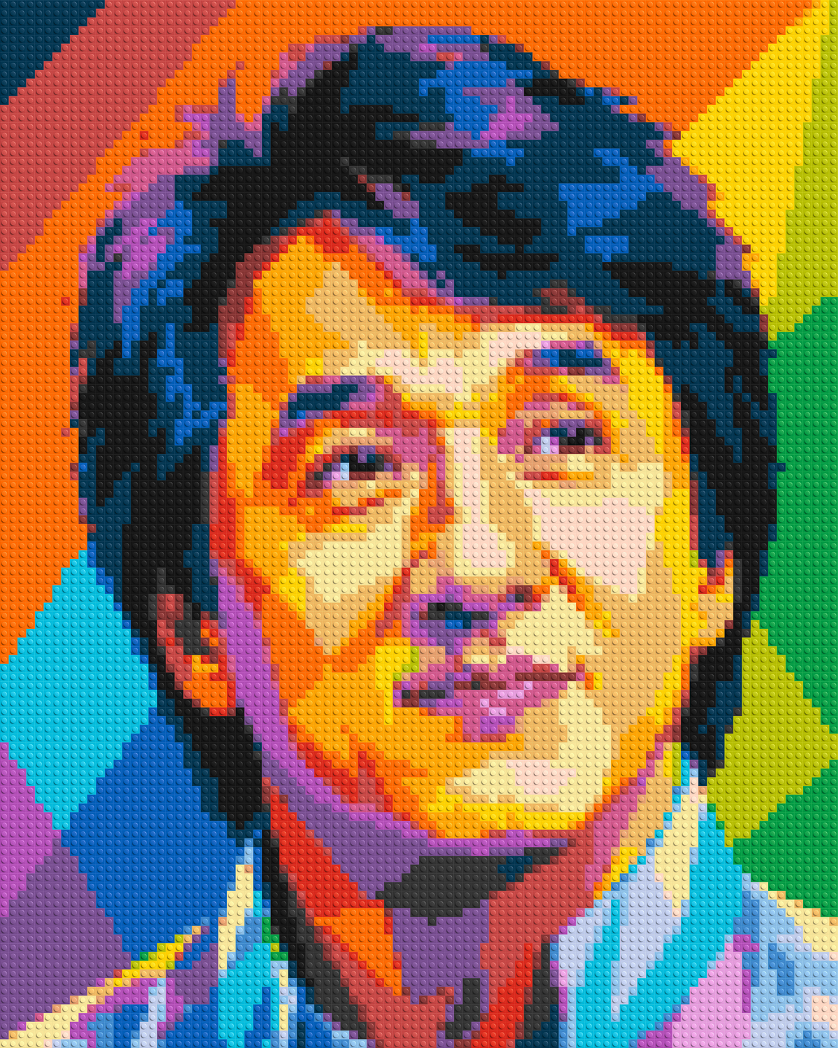 Jackie Chan Geometric Pop Art - Brick Art Mosaic Kit 4x5 large