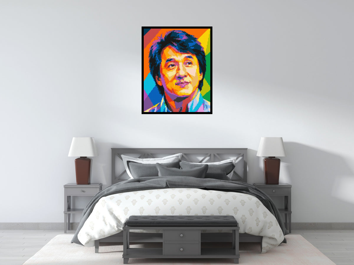 Jackie Chan Geometric Pop Art - Brick Art Mosaic Kit 4x5 large
