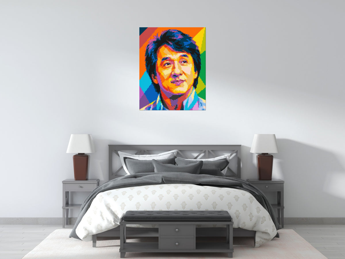 Jackie Chan Geometric Pop Art - Brick Art Mosaic Kit 4x5 scene