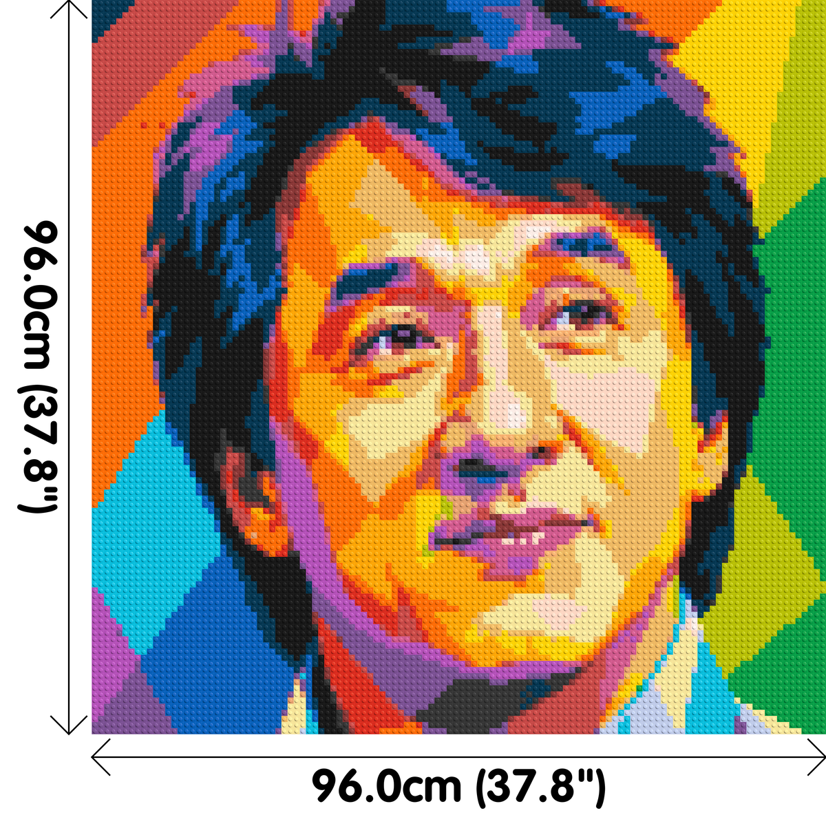 Jackie Chan Geometric Pop Art - Brick Art Mosaic Kit 5x5 dimensions