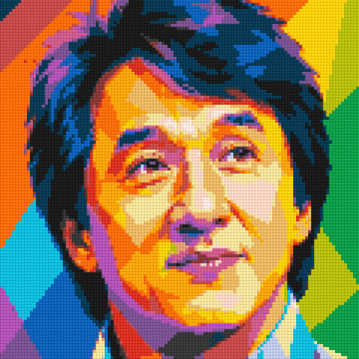 Jackie Chan Geometric Pop Art - Brick Art Mosaic Kit 5x5 large