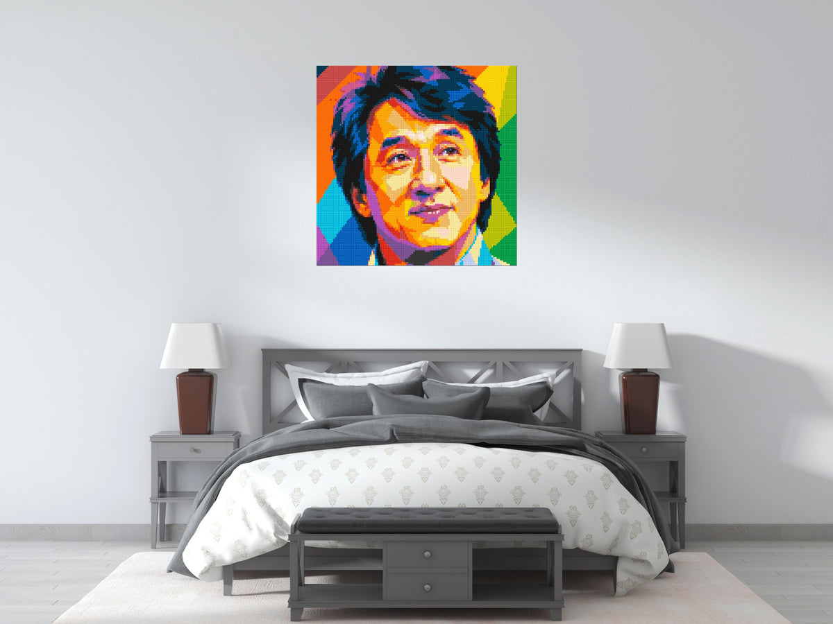 Jackie Chan Geometric Pop Art - Brick Art Mosaic Kit 5x5 large