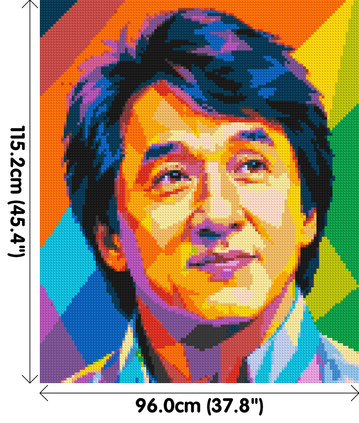 Jackie Chan Geometric Pop Art - Brick Art Mosaic Kit 5x6 dimensions