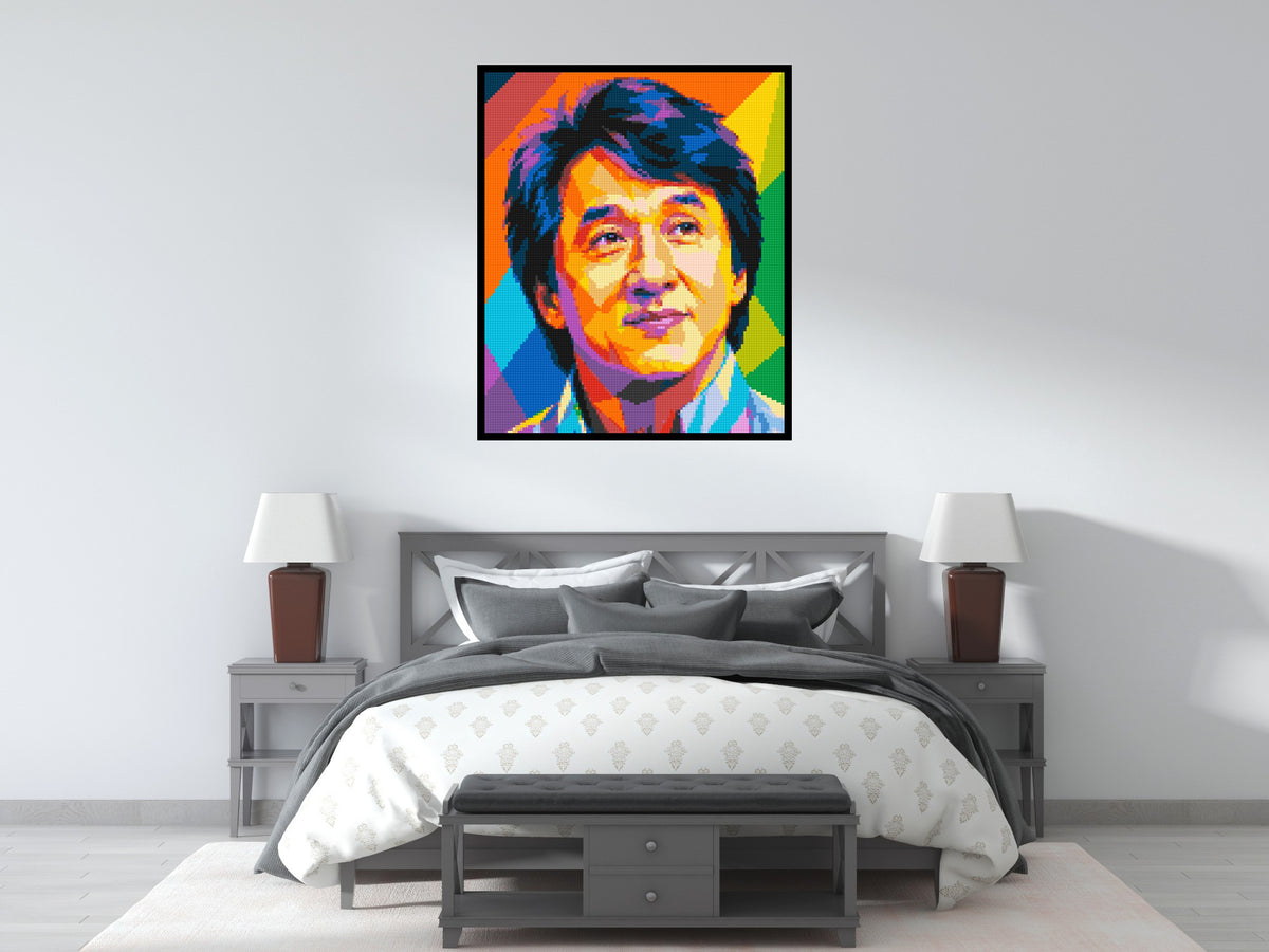 Jackie Chan Geometric Pop Art - Brick Art Mosaic Kit 5x6 large