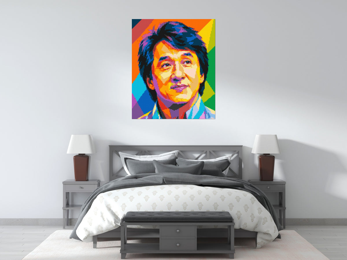 Jackie Chan Geometric Pop Art - Brick Art Mosaic Kit 5x6 large
