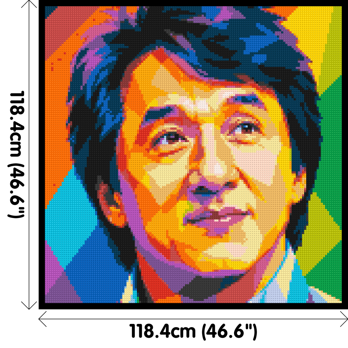 Jackie Chan Geometric Pop Art - Brick Art Mosaic Kit 6x6 large