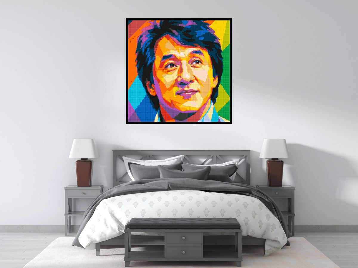 Jackie Chan Geometric Pop Art - Brick Art Mosaic Kit 6x6 large