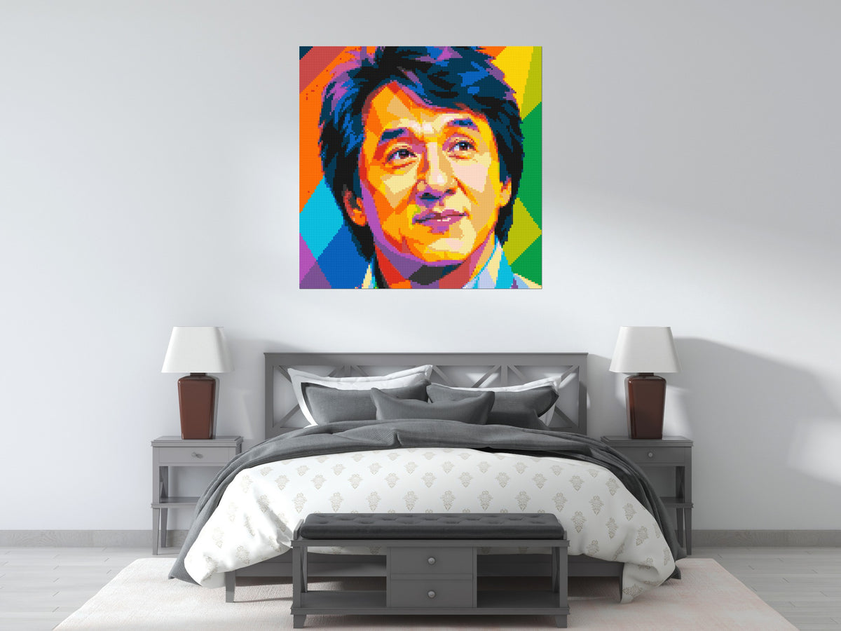Jackie Chan Geometric Pop Art - Brick Art Mosaic Kit 6x6 scene