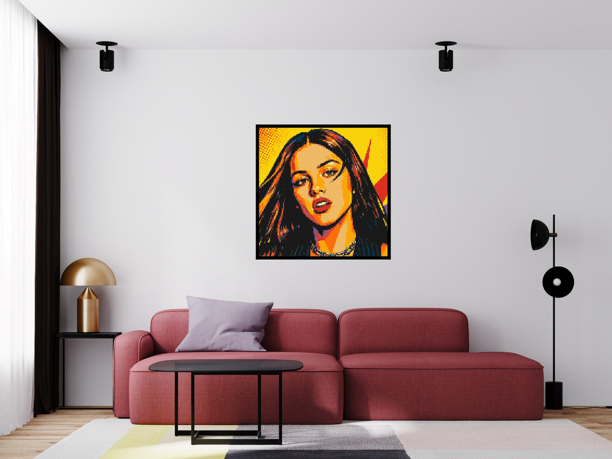 Olivia Rodrigo Comic Pop Art - Brick Art Mosaic Kit 5x5 scene with frame
