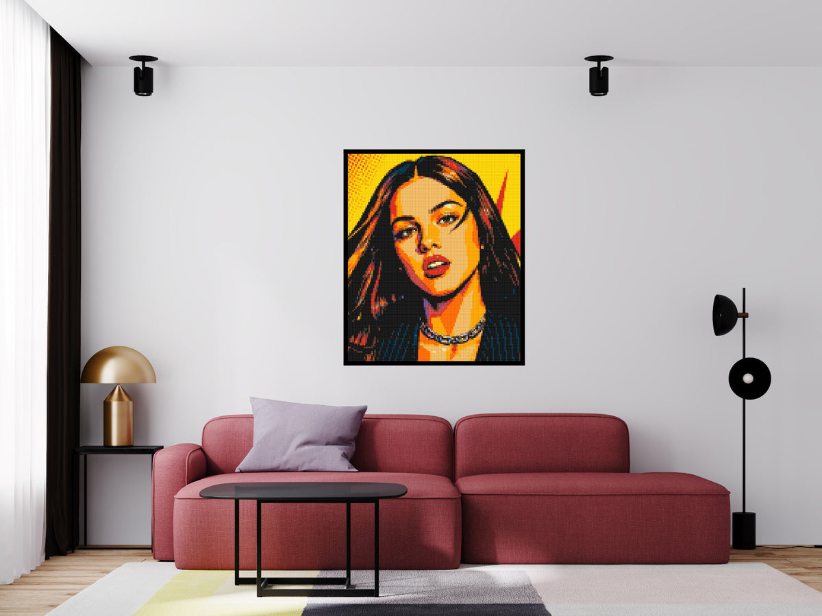 Olivia Rodrigo Comic Pop Art - Brick Art Mosaic Kit 5x6 scene with frame