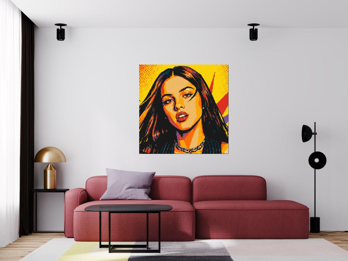 Olivia Rodrigo Comic Pop Art - Brick Art Mosaic Kit 6x6 scene