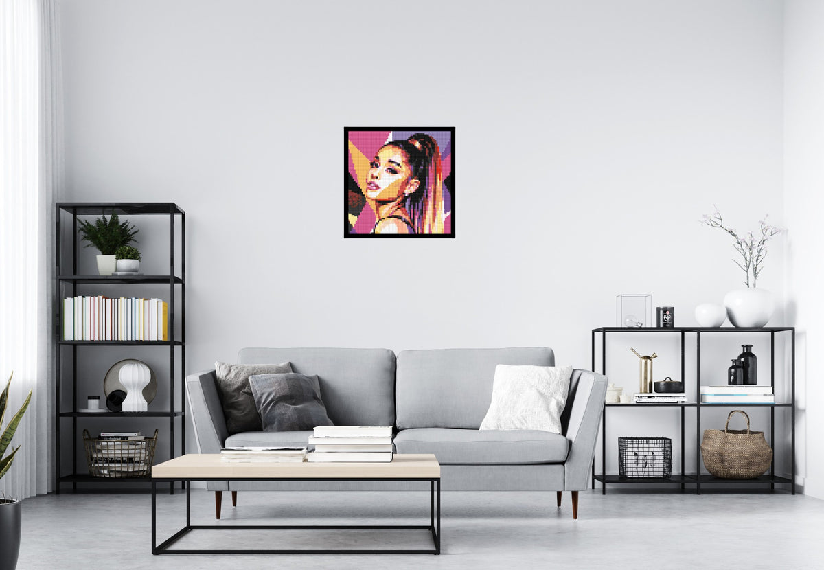 Ariana Grande Geometric Pop Art - Brick Art Mosaic Kit 3x3 scene with frame