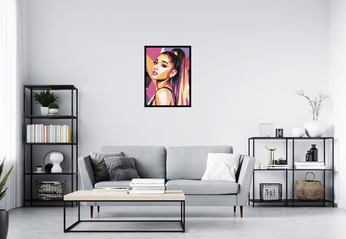 Ariana Grande Geometric Pop Art - Brick Art Mosaic Kit 3x4 scene with frame