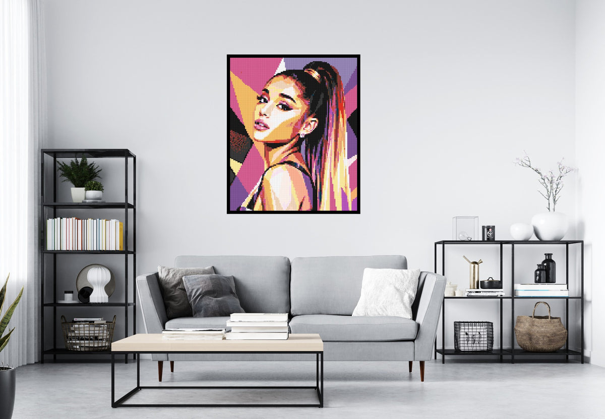 Ariana Grande Geometric Pop Art - Brick Art Mosaic Kit 5x6 scene with frame
