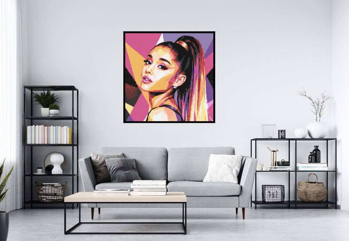 Ariana Grande Geometric Pop Art - Brick Art Mosaic Kit 6x6 scene with frame