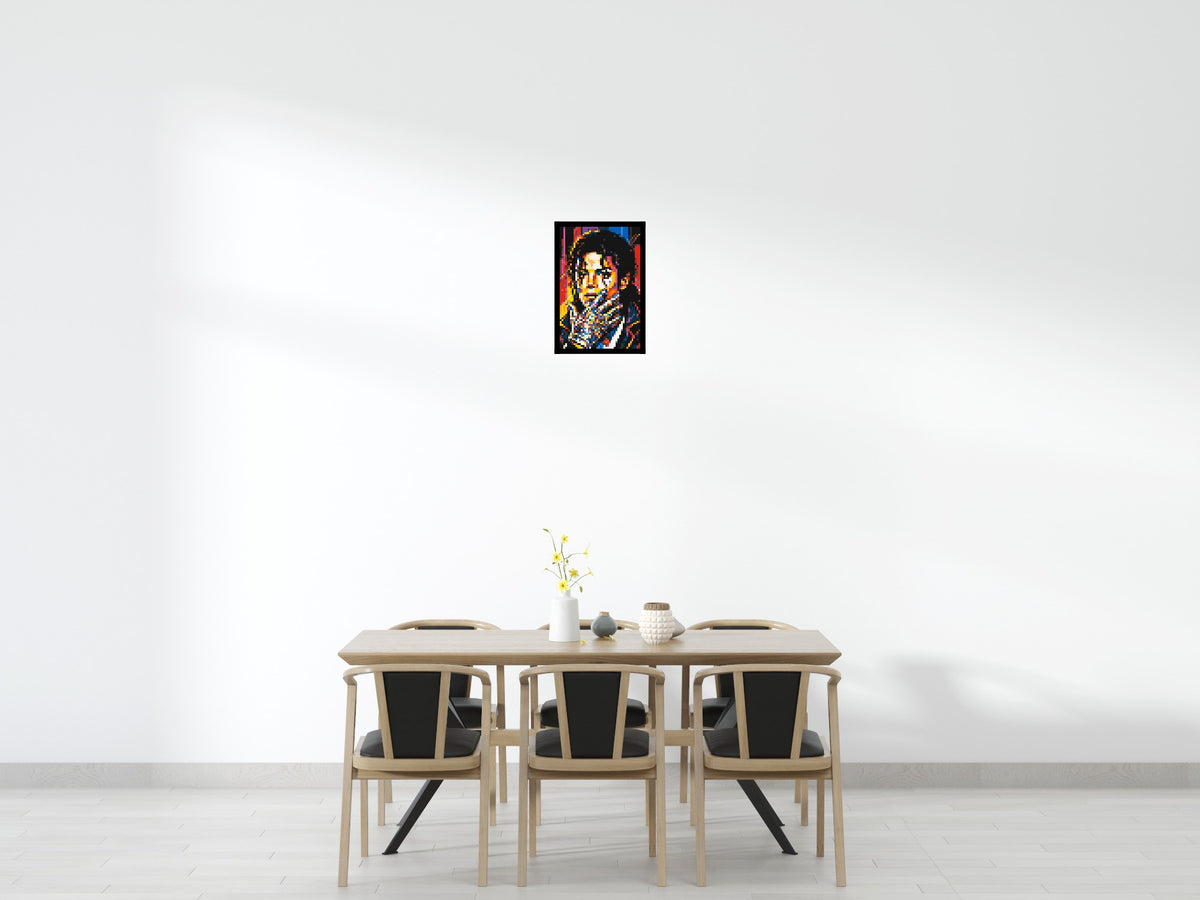 Michael Jackson Vector Pop Art Portrait - Brick Art Mosaic Kit 2x3 scene with frame