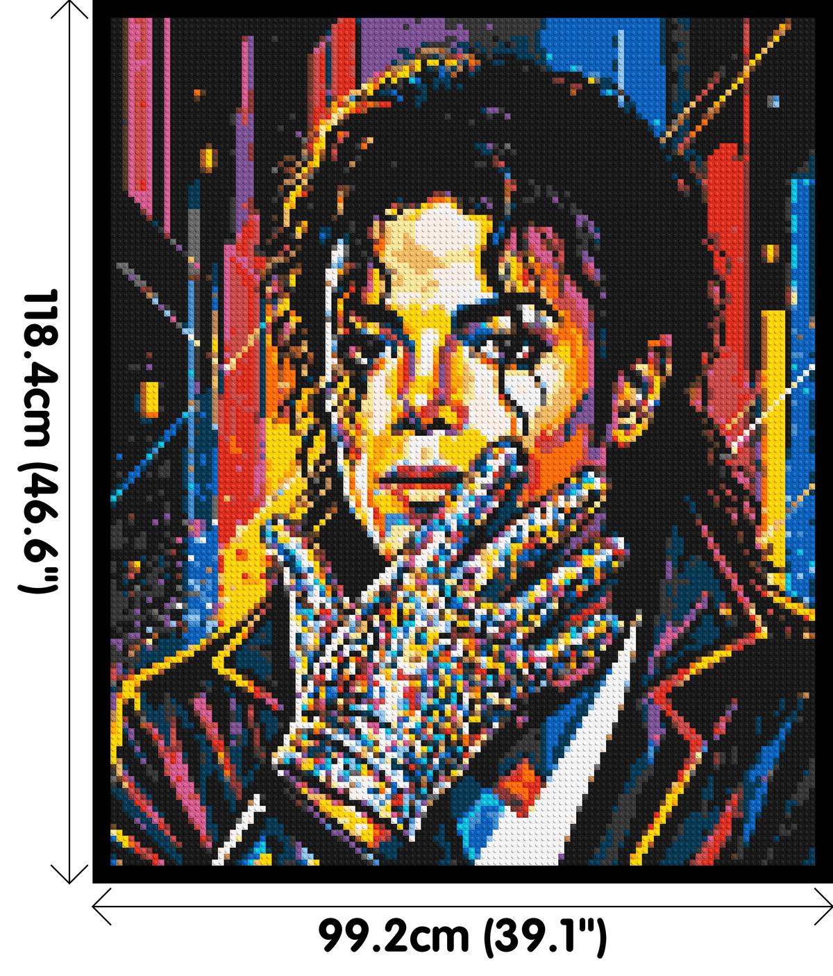 Michael Jackson Vector Pop Art Portrait - Brick Art Mosaic Kit 5x6 dimensions with frame