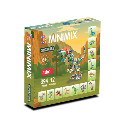 MiniMix : Dinosaures | 12-en-1 + T Rex géant Combo (394 pcs)