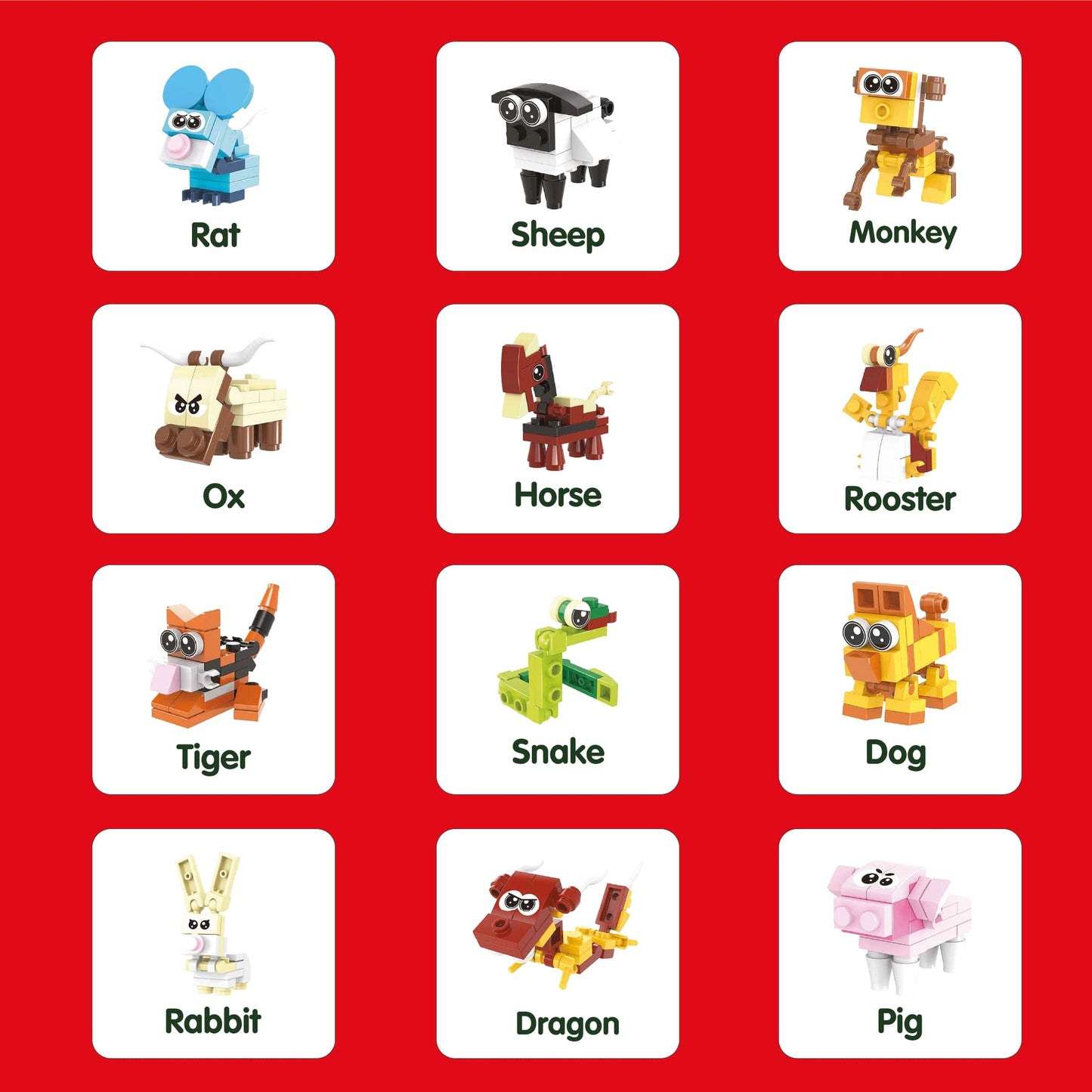 MiniMix : Animaux du Zodiaque | 12-en-1 + Dragon Légendaire Combo (268 pcs)