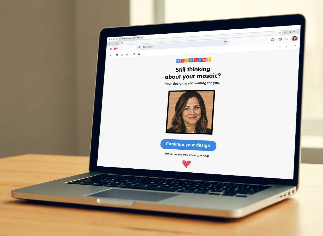 Automated remarketing email for a saved design